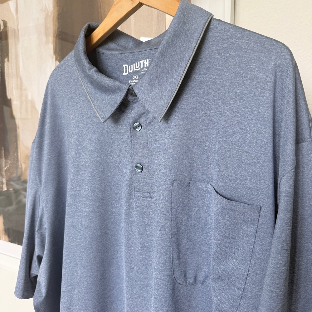 Duluth Trading Co. Men's 3XL Blue Polo Shirt Short Sleeve Collared Stretch